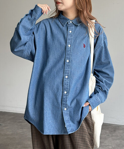 U.S. POLO ASSN.(ユーエスポロアッスン)の「【U.S. POLO ASSN.】1ポイント刺繍長袖シャツ(シャツ/ブラウス・レディース・サックスブルー/ブラウン/インディゴブルー/ブラック・LARGE/MEDIUM)」の4枚目の写真