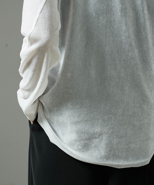 SALON adam et rope'(サロン アダム エ ロペ)の「【WEB限定】シアーベロアタッチクルーネックプルオーバー(Tシャツ/カットソー・レディース・キャメル/オフホワイト/チャコールグレー・FREE)」の12枚目の写真