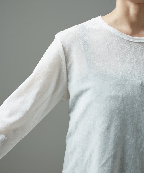 SALON adam et rope'(サロン アダム エ ロペ)の「【WEB限定】シアーベロアタッチクルーネックプルオーバー(Tシャツ/カットソー・レディース・キャメル/オフホワイト/チャコールグレー・FREE)」の19枚目の写真