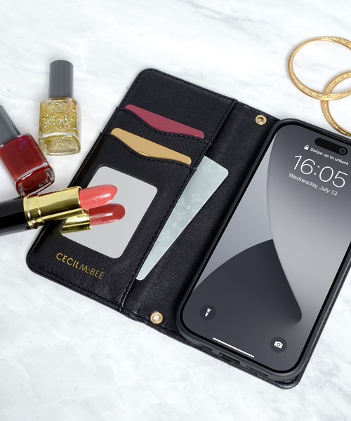 CECIL McBEE（セシルマクビー）の「iPhone17 iPhone17Pro iPhoneAir iPhone16/16Pro/16e/15/14/13 セシルマクビー [キルティング手帳]（スマホケース/カバー・レディース・ブラック/スモークピンク/グレー/ベージュ/モカ・iPhone 16/iPhone 16 Pro/iPhone 15/iPhone 16e/iPhone 17/iPhone 17 Pro/iPhone Air）」の7枚目の写真