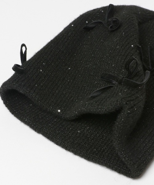 niko and...（ニコアンド）の「オリジナルキラキラメニーリボンワッチ（ニットキャップ/ビーニー・レディース・ライトグレー/ブラック・FREE）」の8枚目の写真