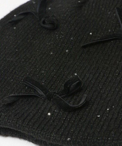 niko and...（ニコアンド）の「オリジナルキラキラメニーリボンワッチ（ニットキャップ/ビーニー・レディース・ライトグレー/ブラック・FREE）」の9枚目の写真