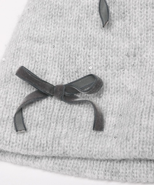 niko and...（ニコアンド）の「オリジナルキラキラメニーリボンワッチ（ニットキャップ/ビーニー・レディース・ライトグレー/ブラック・FREE）」の10枚目の写真