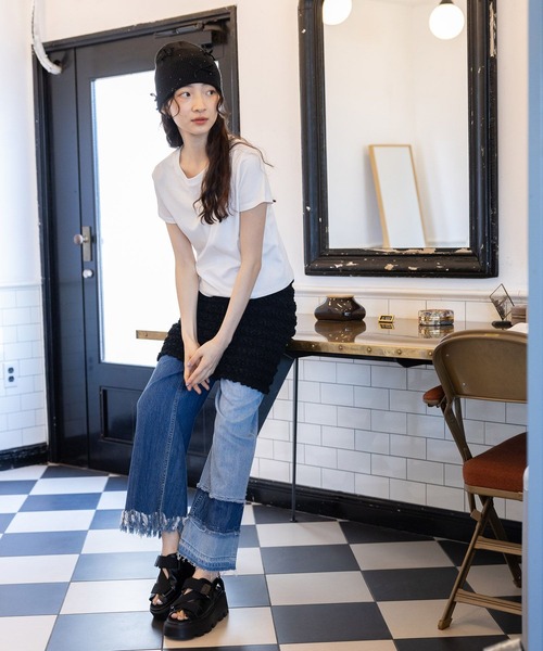 niko and...（ニコアンド）の「オリジナルキラキラメニーリボンワッチ（ニットキャップ/ビーニー・レディース・ライトグレー/ブラック・FREE）」の3枚目の写真