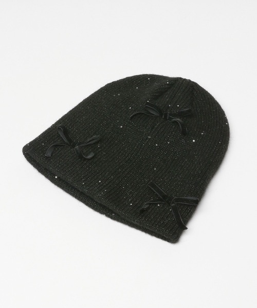 niko and...（ニコアンド）の「オリジナルキラキラメニーリボンワッチ（ニットキャップ/ビーニー・レディース・ライトグレー/ブラック・FREE）」の6枚目の写真