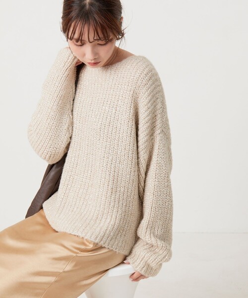 セール】限定展開 スパンコール ラメ ミックズ ニット プルオーバー