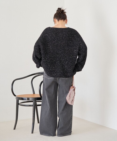 セール】限定展開 スパンコール ラメ ミックズ ニット プルオーバー