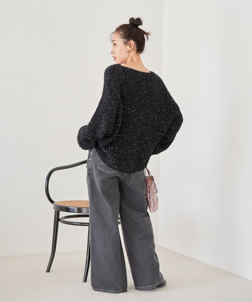 セール】限定展開 スパンコール ラメ ミックズ ニット プルオーバー
