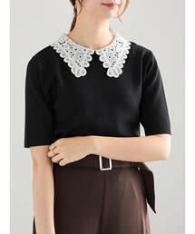 Te chichi | レース衿5分袖ニットプルオーバー(ニット/セーター)