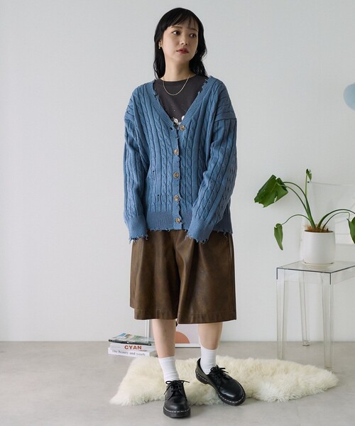 FREAK'S STORE(フリークスストア)の「ダメージケーブルニットカーディガン(ニット/セーター・レディース・ネイビー/オフホワイト/グレー・フリ-)」の20枚目の写真