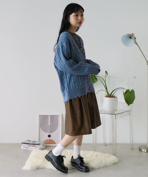 FREAK'S STORE(フリークスストア)の「ダメージケーブルニットカーディガン(ニット/セーター・レディース・ネイビー/オフホワイト/グレー・フリ-)」の21枚目の写真