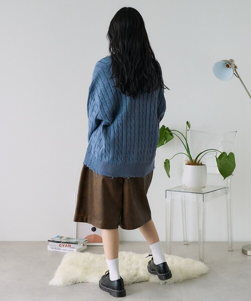 FREAK'S STORE(フリークスストア)の「ダメージケーブルニットカーディガン(ニット/セーター・レディース・ネイビー/オフホワイト/グレー・フリ-)」の22枚目の写真