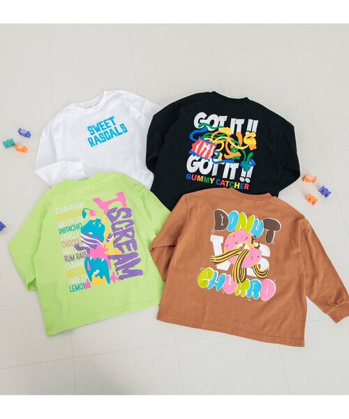 BREEZE（ブリーズ）の「バックプリントPOPお菓子Tシャツ（Tシャツ/カットソー・キッズ・キャメル/ブラック/ライム/オフホワイト・90/100/110/120/80/130/140）」の7枚目の写真