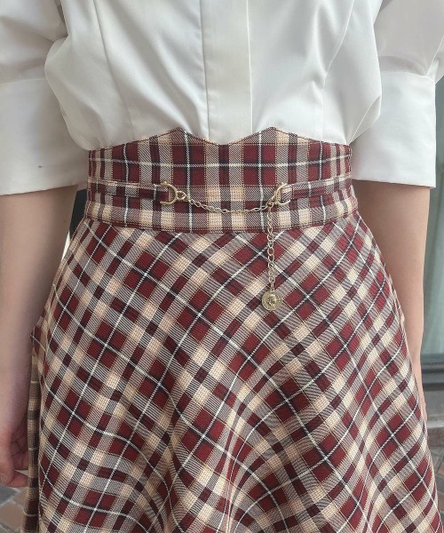F i.n.t（フィント）の「【2サイズ展開】コインチェーン使いバイアスチェックフレアースカート/F&A/fint（スカート・レディース・ボルドー/ネイビー・2/1）」の11枚目の写真
