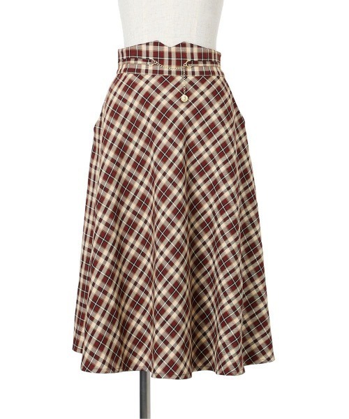 F i.n.t（フィント）の「【2サイズ展開】コインチェーン使いバイアスチェックフレアースカート/F&A/fint（スカート・レディース・ボルドー/ネイビー・2/1）」の12枚目の写真