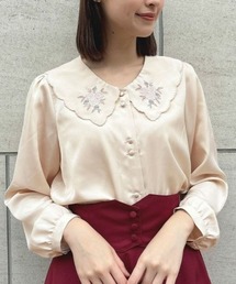 F i.n.t | パステルローズ刺繍ビッグカラーブラウス(シャツ/ブラウス)