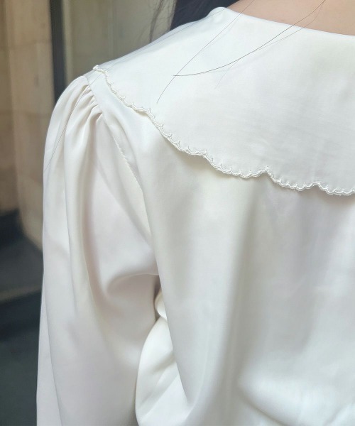 F i.n.t（フィント）の「パステルローズ刺繍ビッグカラーブラウス/fint（シャツ/ブラウス・レディース・ピンクベージュ/ブルーグレー/オフホワイト・FREE）」の7枚目の写真