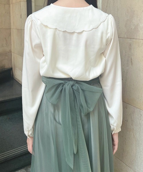 F i.n.t（フィント）の「パステルローズ刺繍ビッグカラーブラウス/fint（シャツ/ブラウス・レディース・ピンクベージュ/ブルーグレー/オフホワイト・FREE）」の8枚目の写真