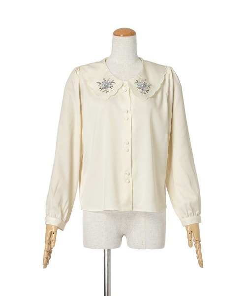 F i.n.t（フィント）の「パステルローズ刺繍ビッグカラーブラウス/fint（シャツ/ブラウス・レディース・ピンクベージュ/ブルーグレー/オフホワイト・FREE）」の14枚目の写真