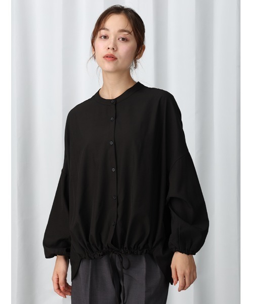 Edit Sheen(エディットシーン)の「ドロストデザインシャツ(シャツ/ブラウス・レディース・ブラック/アイボリー・M)」の1枚目の写真