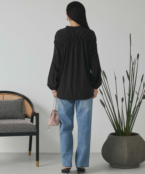 Edit Sheen(エディットシーン)の「ドロストデザインシャツ(シャツ/ブラウス・レディース・ブラック/アイボリー・M)」の5枚目の写真