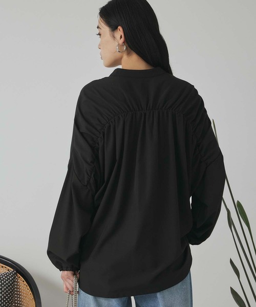 Edit Sheen(エディットシーン)の「ドロストデザインシャツ(シャツ/ブラウス・レディース・ブラック/アイボリー・M)」の6枚目の写真