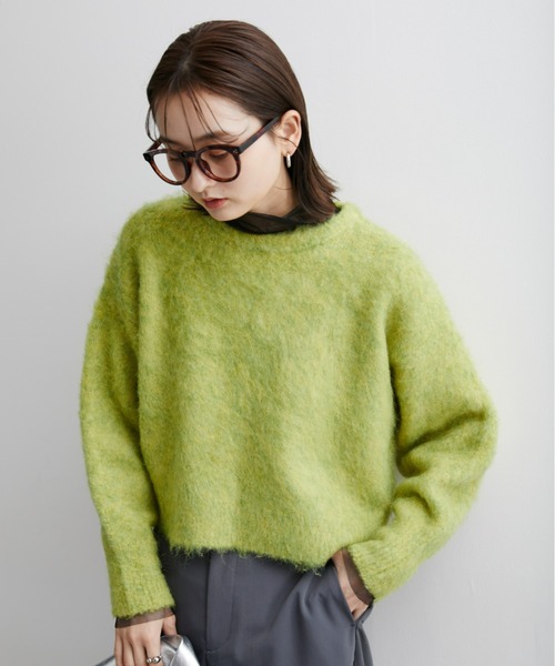 nissen(ニッセン)の「ショート丈ルーズニット(ニット/セーター・レディース・グリーン系/オレンジ系/ライトベージュ/パープル系・S/M/L/LL)」の3枚目の写真
