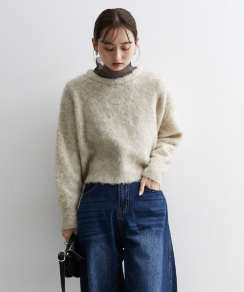 nissen(ニッセン)の「ショート丈ルーズニット(ニット/セーター・レディース・グリーン系/オレンジ系/ライトベージュ/パープル系・S/M/L/LL)」の11枚目の写真