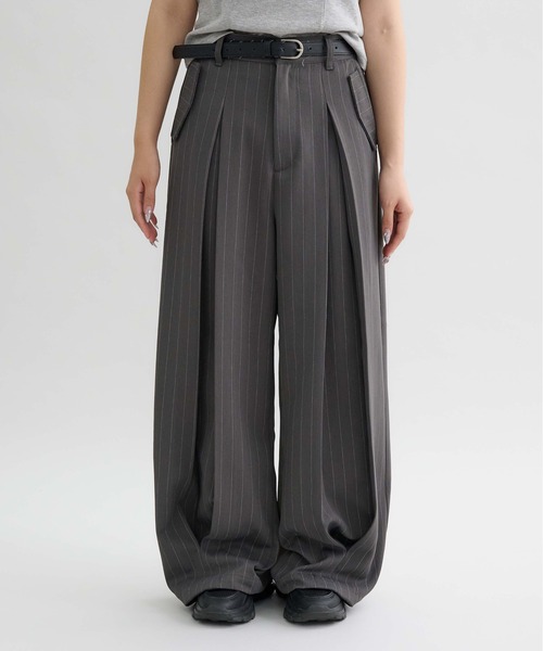 EPNK バーティカルワイドタックスラックス　ブラック EPNK】Vertical wide tuck slacks / バーティカルワイドタック