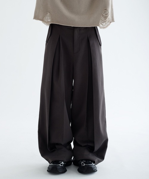 バーティカルワイドタックスラックス EPNK】Vertical wide tuck slacks / バーティカルワイドタック