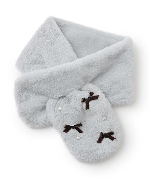 petit main（プティマイン）の「ファーティペット（マフラー・キッズ・ライトピンク/ブルーグレー/アイボリー・FREE）」の2枚目の写真