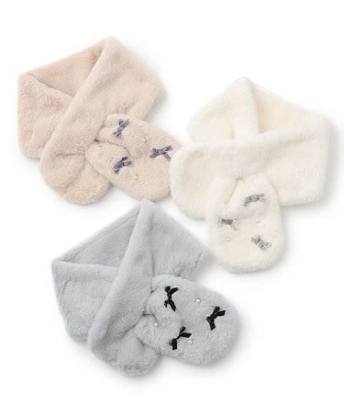 petit main（プティマイン）の「ファーティペット（マフラー・キッズ・ライトピンク/ブルーグレー/アイボリー・FREE）」の8枚目の写真