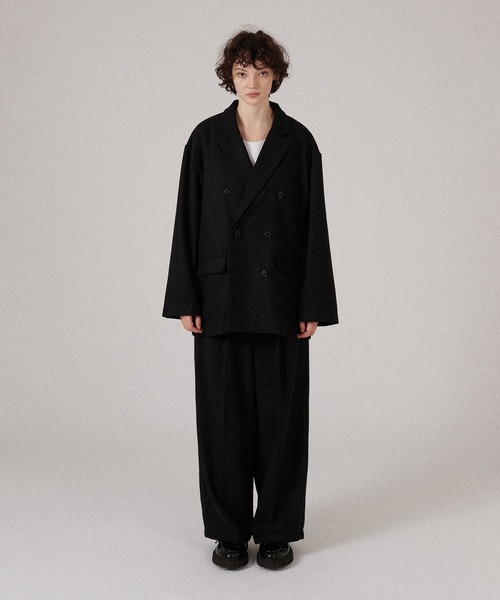 ONCILY（オンシェリー）の「WOOL BLEND DOUBLE TAILORED JACKET / ウール混ダブルテーラードジャケット（テーラードジャケット・メンズ・ブラック・SMALL/MEDIUM/LARGE）」の8枚目の写真