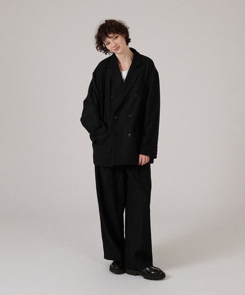 ONCILY（オンシェリー）の「WOOL BLEND DOUBLE TAILORED JACKET / ウール混ダブルテーラードジャケット（テーラードジャケット・メンズ・ブラック・SMALL/MEDIUM/LARGE）」の10枚目の写真