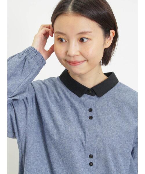 Samansa Mos2(サマンサ モスモス)の「ちび襟並びボタンシャツ(シャツ/ブラウス・レディース・チャコールグレー/オフホワイト/ブルー/キャメル・F)」の14枚目の写真