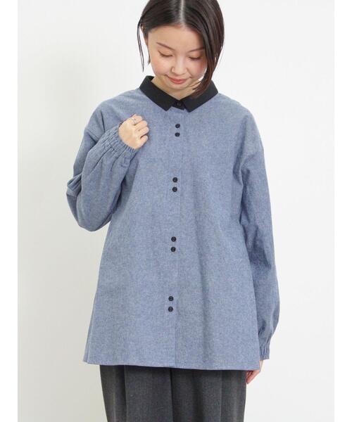 Samansa Mos2(サマンサ モスモス)の「ちび襟並びボタンシャツ(シャツ/ブラウス・レディース・チャコールグレー/オフホワイト/ブルー/キャメル・F)」の15枚目の写真