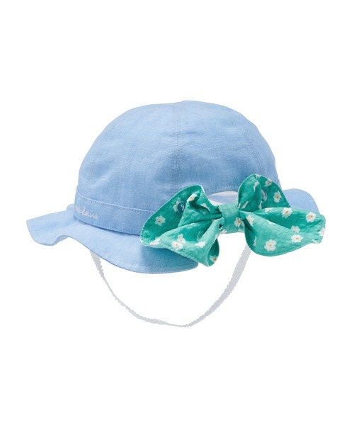 MIKI HOUSE(ミキハウス)の「リボン日よけ付きハット(ハット・キッズ・ホワイト/ブルー・LL(54-56cm)/L(52-54cm)/M(50-52cm)/SS(46-48cm)/S(48-50cm))」の2枚目の写真