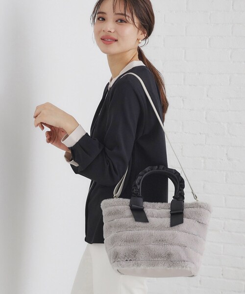 セール】【2WAY】フリルフェイクファーバッグ（トートバッグ）｜index