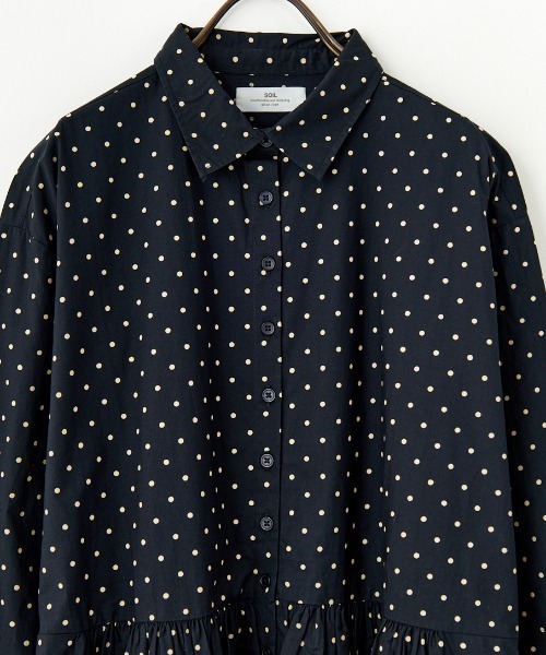 soil（ソイル）の「[SOIL/ソイル] 40Sポプリン ドットプリントシャツワンピース（ワンピース・レディース・ブラック・2）」の3枚目の写真