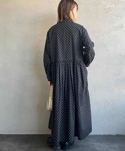 soil（ソイル）の「[SOIL/ソイル] 40Sポプリン ドットプリントシャツワンピース（ワンピース・レディース・ブラック・2）」の9枚目の写真