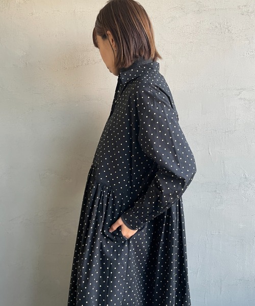 soil（ソイル）の「[SOIL/ソイル] 40Sポプリン ドットプリントシャツワンピース（ワンピース・レディース・ブラック・2）」の12枚目の写真