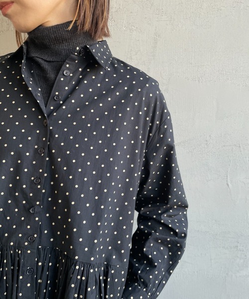 soil（ソイル）の「[SOIL/ソイル] 40Sポプリン ドットプリントシャツワンピース（ワンピース・レディース・ブラック・2）」の14枚目の写真