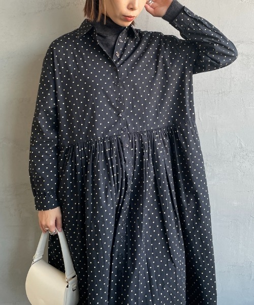soil（ソイル）の「[SOIL/ソイル] 40Sポプリン ドットプリントシャツワンピース（ワンピース・レディース・ブラック・2）」の10枚目の写真