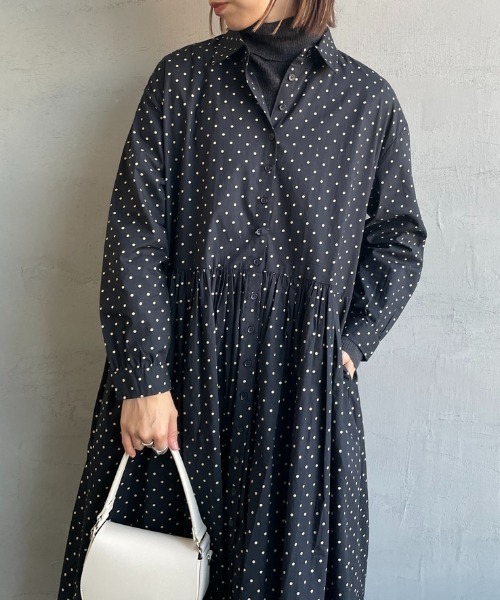 soil（ソイル）の「[SOIL/ソイル] 40Sポプリン ドットプリントシャツワンピース（ワンピース・レディース・ブラック・2）」の11枚目の写真
