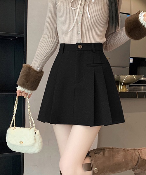 IRADOWL(アイラドール)の「ボックスプリーツミニスカート(スカート・レディース・ブラック/ブラウン/ダークグレー・MEDIUM/LARGE/SMALL)」の4枚目の写真