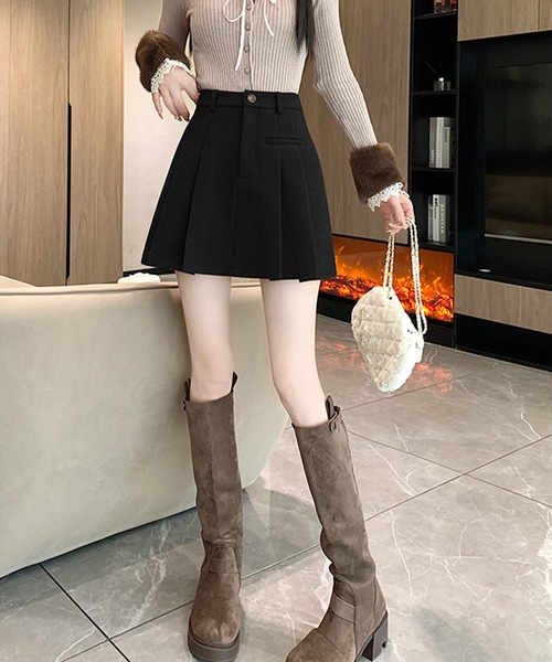IRADOWL(アイラドール)の「ボックスプリーツミニスカート(スカート・レディース・ブラック/ブラウン/ダークグレー・MEDIUM/LARGE/SMALL)」の6枚目の写真
