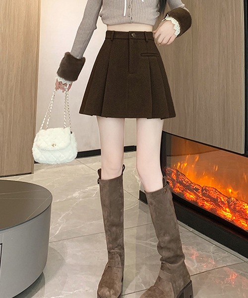 IRADOWL(アイラドール)の「ボックスプリーツミニスカート(スカート・レディース・ブラック/ブラウン/ダークグレー・MEDIUM/LARGE/SMALL)」の8枚目の写真