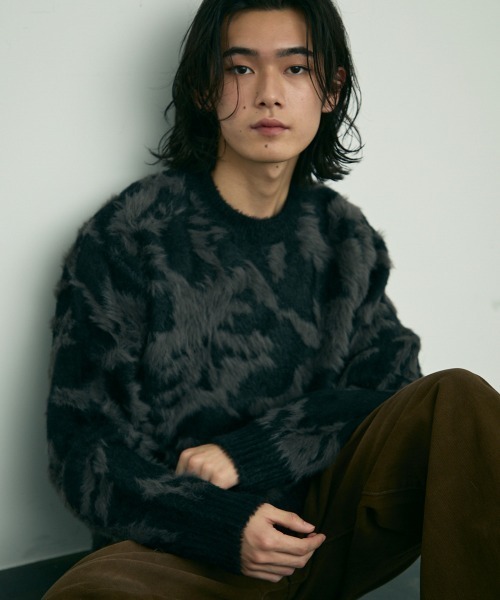 【セール】Shaggy mohair like loose crew neck knit / シャギーモヘアライク ルーズクルーネックニット（ニット/セーター）｜Shoowtime（ショウタイム）