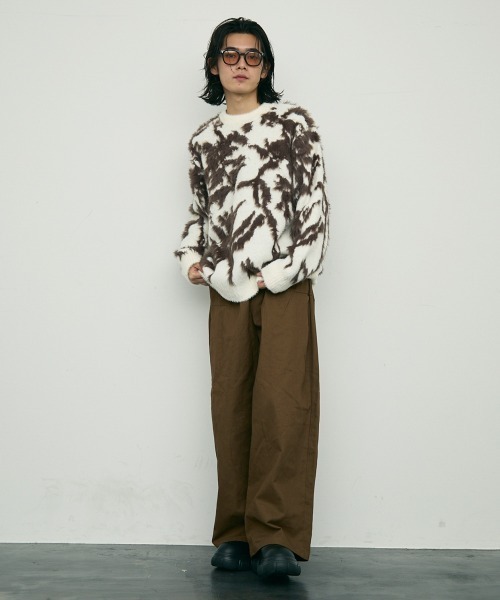 Shoowtime(ショウタイム)の「Shaggy mohair like loose crew neck knit / シャギーモヘアライク ルーズクルーネックニット(ニット/セーター・メンズ・ブラック/グレー/ホワイト・MEDIUM/LARGE/SMALL)」の14枚目の写真