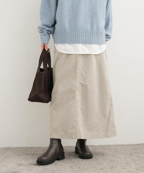 URBAN RESEARCH DOORS(アーバンリサーチドアーズ)の「製品染めコーデュロイスカート(スカート・レディース・ライトグレー/ブルー・MEDIUM)」の15枚目の写真